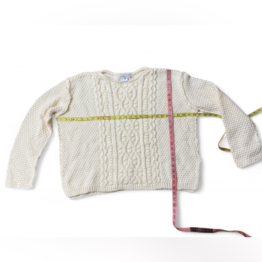 3 7 Orchard Cream Cable Knit Sweater Size Large Oversized Chunky - Picture 5 of 9